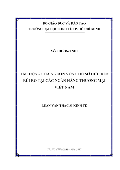 Tác Động Của Nguồn Vốn Chủ Sở Hữu Đến Rủi Ro Tại Các Ngân Hàng Thương Mại Việt Nam