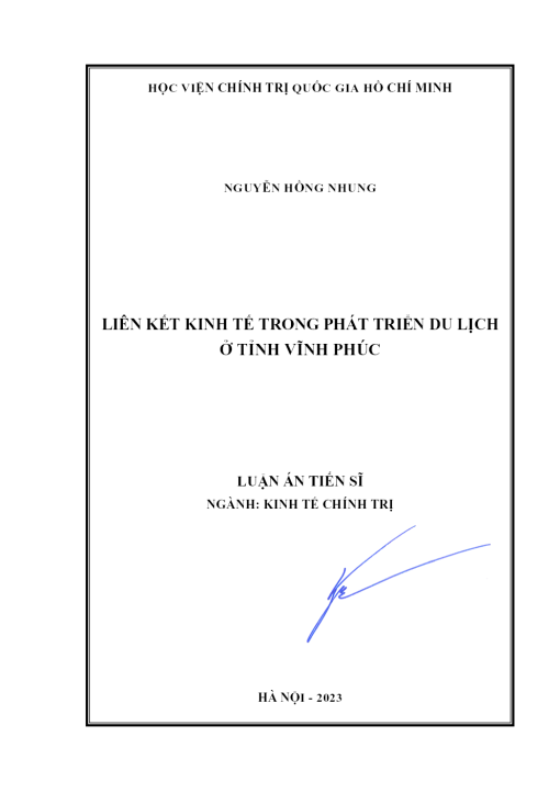 Liên Kết Kinh Tế Trong Phát Triển Du Lịch Ở Tỉnh Vĩnh Phúc