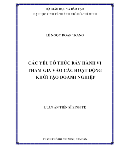 Các Yếu Tố Thúc Đẩy Hành Vi Tham Gia Vào Các Hoạt Động Khởi Tạo Doanh Nghiệp