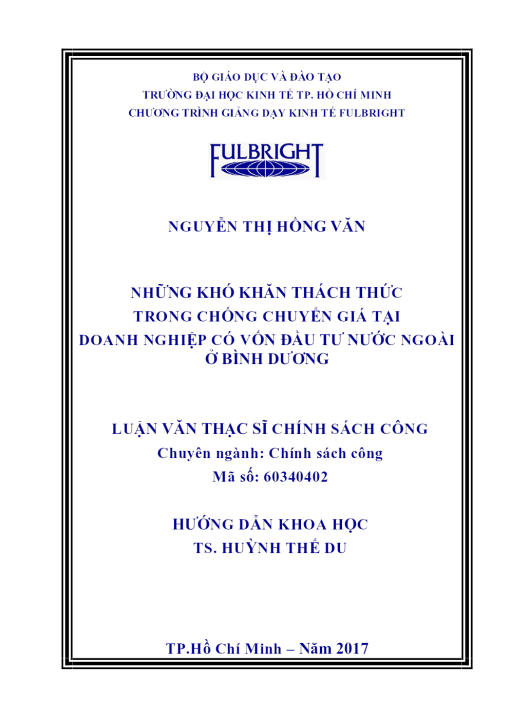 Những Khó Khăn Thách Thức Trong Chống Chuyển Giá Tại Doanh Nghiệp Có Vốn Đầu Tư Nước Ngoài Ở Bình Dương