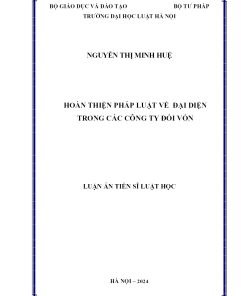 Hoàn Thiện Pháp Luật Về Đại Diện Trong Các Công Ty Đối Vốn