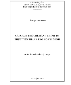 Cải Cách Thể Chế Hành Chính Từ Thực Tiễn Thành Phố Hồ Chí Minh