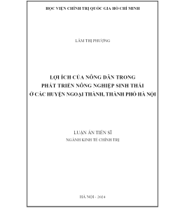 Lợi Ích Của Nông Dân Trong Phát Triển Nông Nghiệp Sinh Thái Ở Các Huyện Ngoại Thành, Thành Phố Hà Nội