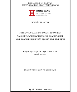 Nghiên cứu các nhân tố ảnh hưởng đến năng lực cạnh tranh của các doanh nghiệp kinh doanh du lịch trên địa bàn tỉnh Bình Định