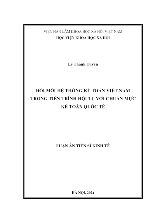 Đổi Mới Hệ Thống Kế Toán Việt Nam Trong Tiến Trình Hội Tụ Với Chuẩn Mực Kế Toán Quốc Tế