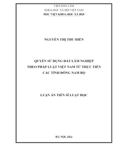 Quyền Sử Dụng Đất Lâm Nghiệp Theo Pháp Luật Việt Nam Từ Thực Tiễn Các Tỉnh Đông Nam Bộ