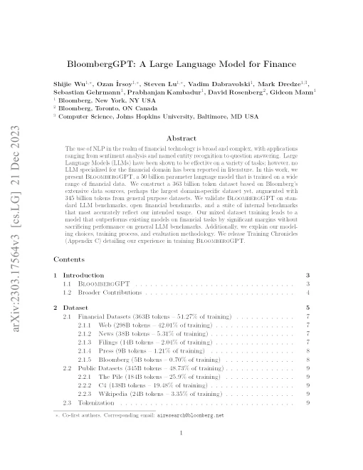 BloombergGPT: A Large Language Model For Finance