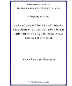 Nhân Tố Ảnh Hưởng Đến Mức Độ Sẵn Sàng Áp Dụng Chuẩn Mực Báo Cáo Tài Chính Quốc Tế Của Các Công Ty Đại Chúng Tại Việt Nam