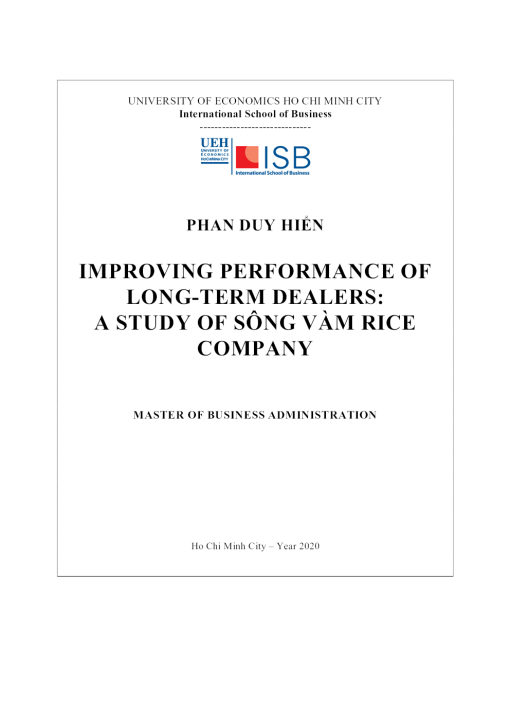 Improving Performance Of Long-Term Dealers: A Study Of Sông Vàm Rice Company