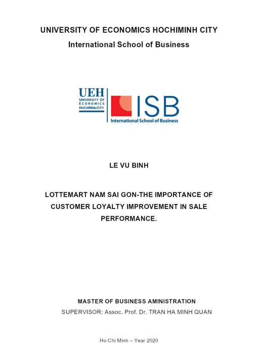 LOTTEMART Nam Sai Gon-The Importance Of Customer Loyalty Improvement In Sale Performance