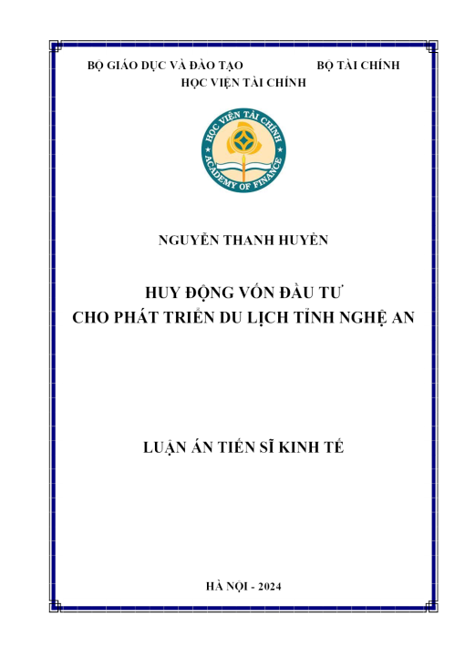 Huy Động Vốn Đầu Tư Cho Phát Triển Du Lịch Tỉnh Nghệ An