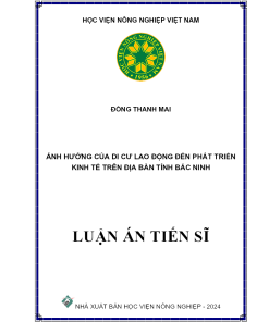 Ảnh Hưởng Của Di Cư Lao Động Đến Phát Triển Kinh Tế Trên Địa Bàn Tỉnh Bắc Ninh