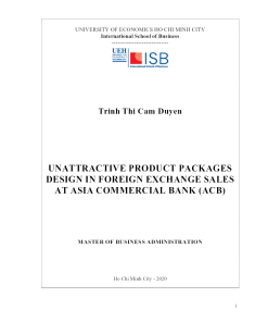 Unattractive Product Packages Design In Foreign Exchange Sales At Asia Commercial Bank (ACB)