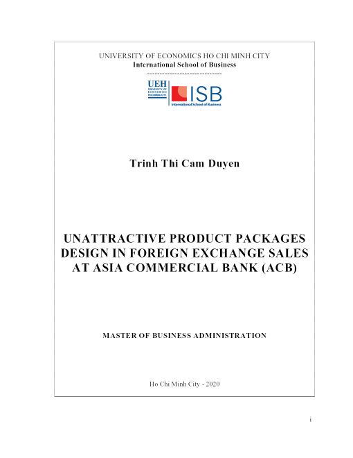 Unattractive Product Packages Design In Foreign Exchange Sales At Asia Commercial Bank (ACB)