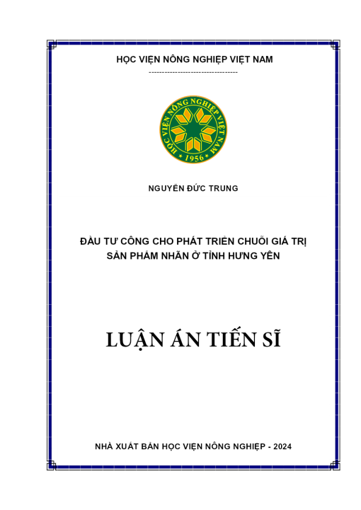 Đầu Tư Công Cho Phát Triển Chuỗi Giá Trị Sản Phẩm Nhãn Ở Tỉnh Hưng Yên