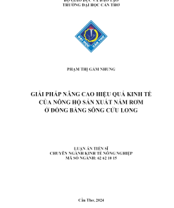 Giải Pháp Nâng Cao Hiệu Quả Kinh Tế Của Nông Hộ Sản Xuất Nấm Rơm Ở Đồng Bằng Sông Cửu Long