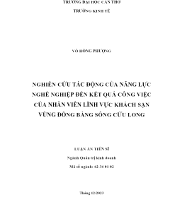 Nghiên Cứu Tác Động Của Năng Lực Nghề Nghiệp Đến Kết Quả Công Việc Của Nhân Viên Lĩnh Vực Khách Sạn Vùng Đồng Bằng Sông Cửu Long