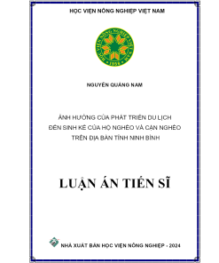 Ảnh Hưởng Của Phát Triển Du Lịch Đến Sinh Kế Của Hộ Nghèo Và Cận Nghèo Trên Địa Bàn Tỉnh Ninh Bình