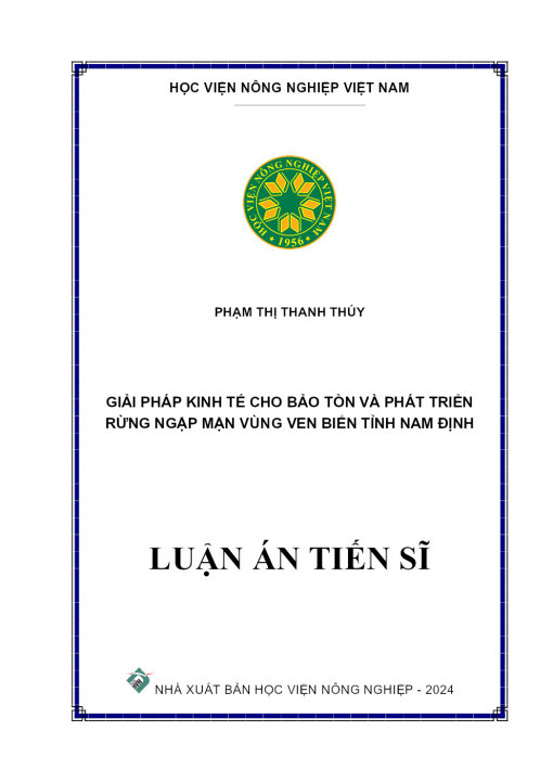 Giải Pháp Kinh Tế Cho Bảo Tồn Và Phát Triển Rừng Ngập Mặn Vùng Ven Biển Tỉnh Nam Định