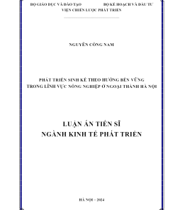 Phát Triển Sinh Kế Theo Hướng Bền Vững Trong Lĩnh Vực Nông Nghiệp Ở Ngoại Thành Hà Nội