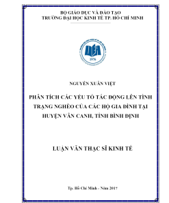 Phân Tích Các Yếu Tố Tác Động Lên Tình Trạng Nghèo Của Các Hộ Gia Đình Tại Huyện Vân Canh, Tỉnh Bình Định