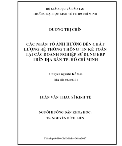 Các Nhân Tố Ảnh Hưởng Đến Chất Lượng Hệ Thống Thông Tin Kế Toán Tại Các Doanh Nghiệp Sử Dụng Erp Trên Địa Bàn Tp. Hồ Chí Minh