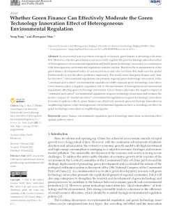 Whether Green Finance Can Effectively Moderate The Green Technology Innovation Effect Of Heterogeneous Environmental Regulation