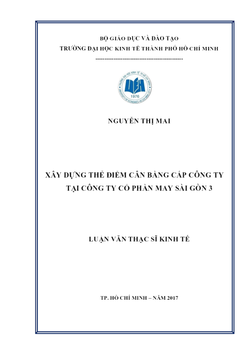 Xây Dựng Thẻ Điểm Cân Bằng Cấp Công Ty Tại Công Ty Cổ Phần May Sài Gòn 3