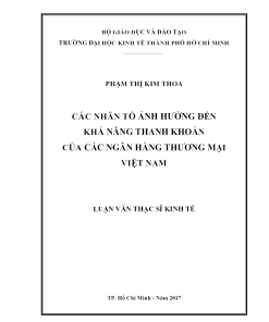 Các Nhân Tố Ảnh Hưởng Đến Khả Năng Thanh Khoản Của Các Ngân Hàng Thương Mại Việt Nam