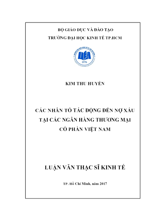 Các Nhân Tố Tác Động Đến Nợ Xấu Tại Các Ngân Hàng Thương Mại Cổ Phần Việt Nam