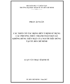 Các Nhân Tố Tác Động Đến Ý Định Sử Dụng Các Phương Thức Thanh Toán Bán Lẻ Không Dùng Tiền Mặt Của Người Tiêu Dùng Tại Tp. Hồ Chí Minh