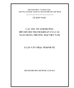 Các Yếu Tố Ảnh Hưởng Đến Rủi Ro Thanh Khoản Của Các Ngân Hàng Thương Mại Việt Nam