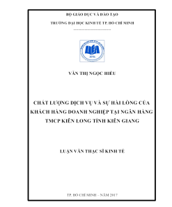 Chất Lượng Dịch Vụ Và Sự Hài Lòng Của Khách Hàng Doanh Nghiệp Tại Ngân Hàng TMCP Kiên Long Tỉnh Kiên Giang
