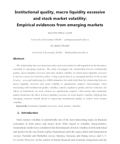 Chất Lượng Thể Chế, Tính Thanh Khoản Vĩ Mô Quá Mức Và Biến Động Thị Trường Chứng Khoán: Bằng Chứng Thực Nghiệm Từ Các Thị Trường Mới Nổi