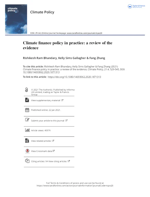 Climate Finance Policy In Practice: A Review Of The Evidence