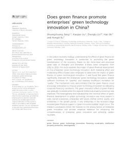 Does Green Finance Promote Enterprises’ Green Technology Innovation In China?