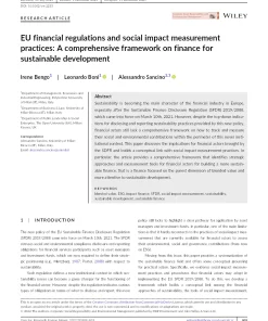 Eu Financial Regulations And Social Impact Measurement Practices: A Comprehensive Framework On Finance For Sustainable Development