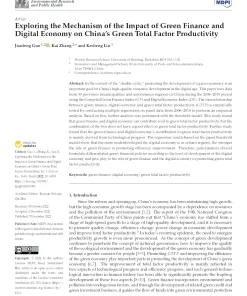 Exploring The Mechanism Of The Impact Of Green Finance And Digital Economy On China’s Green Total Factor Productivity