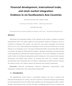 Financial Development, International Trade, And Stock Market Integration: Evidence In Six Southeastern Asia Countries