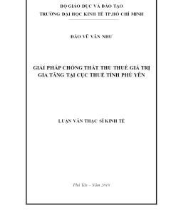 Giải Pháp Chống Thất Thu Thuế Giá Trị Gia Tăng Tại Cục Thuế Tỉnh Phú Yên