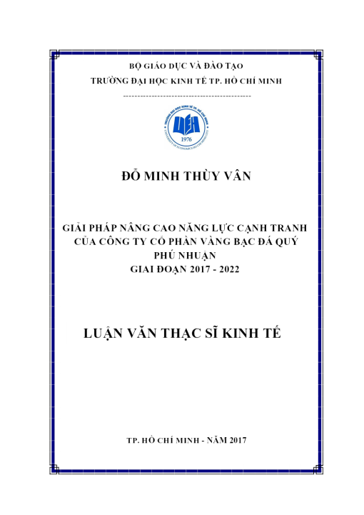 Giải Pháp Nâng Cao Năng Lực Cạnh Tranh Của Công Ty Cổ Phần Vàng Bạc Đá Quý Phú Nhuận Giai Đoạn 2017 - 2022