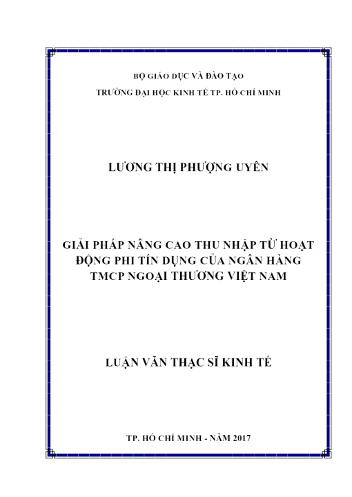 Giải Pháp Nâng Cao Thu Nhập Từ Hoạt Động Phi Tín Dụng Của Ngân Hàng TMcP Ngoại Thương Việt Nam