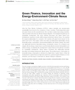 Green Finance, Innovation And The Energy-Environment-Climate Nexus