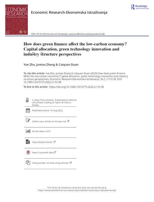 How Does Green Finance Affect The Low-carbon Economy? Capital Allocation, Green Technology Innovation And Industry Structure Perspectives