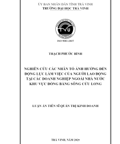 Nghiên Cứu Các Nhân Tố Ảnh Hưởng Đến Động Lực Làm Việc Của Người Lao Động Tại Các Doanh Nghiệp Ngoài Nhà Nước Khu Vực Đồng Bằng Sông Cửu Long