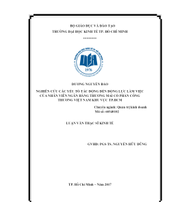 Nghiên Cứu Các Yếu Tố Tác Động Đến Động Lực Làm Việc Của Nhân Viên Ngân Hàng Thương Mại Cổ Phần Công Thương Việt Nam Khu Vực Tp.Hcm