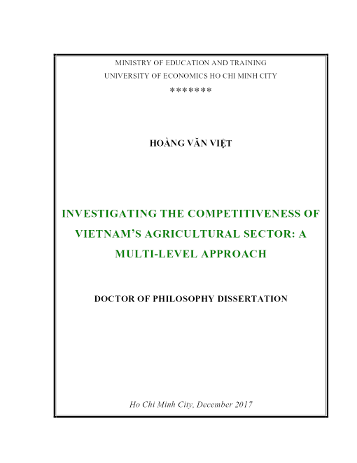 Nghiên Cứu Năng Lực Cạnh Tranh Ngành Nông Nghiệp Việt Nam: Tiếp Cận Đa Cấp Độ