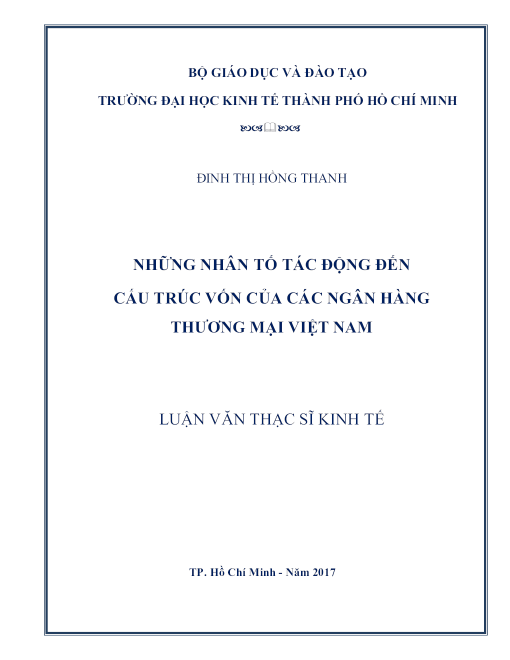 Những Nhân Tố Tác Động Đến Cấu Trúc Vốn Của Các Ngân Hàng Thương Mại Việt Nam