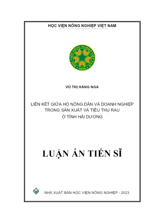 Liên Kết Giữa Hộ Nông Dân Và Doanh Nghiệp Trong Sản Xuất Và Tiêu Thụ Rau Ở Tỉnh Hải Dương