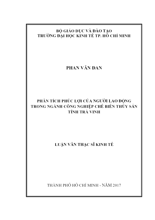 Phân Tích Phúc Lợi Của Người Lao Động Trong Ngành Công Nghiệp Chế Biến Thủy Sản Tỉnh Trà Vinh